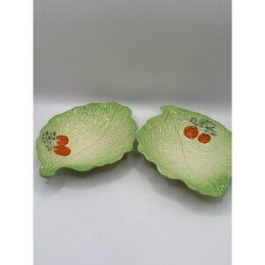 Vintage 1930s Beswick Ware Green Cabbage & Tomato Serving Plates Set Of 2 (214)